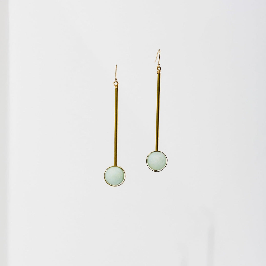 Aberrant Amazonite Earrings with Hypoallergenic Gold-Plated Setting White Background