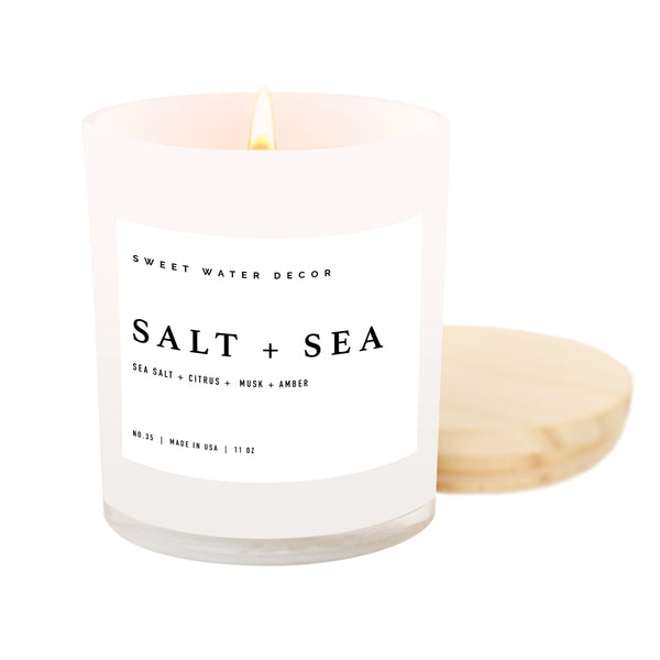 Salt and Sea Soy Candle - White Jar - 11 oz