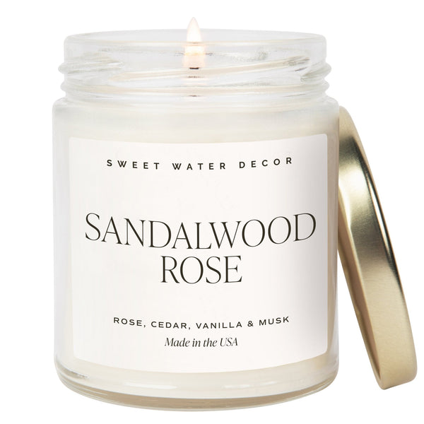 Sandalwood Rose Soy Candle - Clear Jar - 9 oz