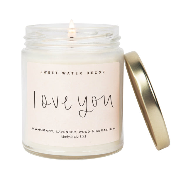 Love You Soy Candle - Clear Jar - 9 oz