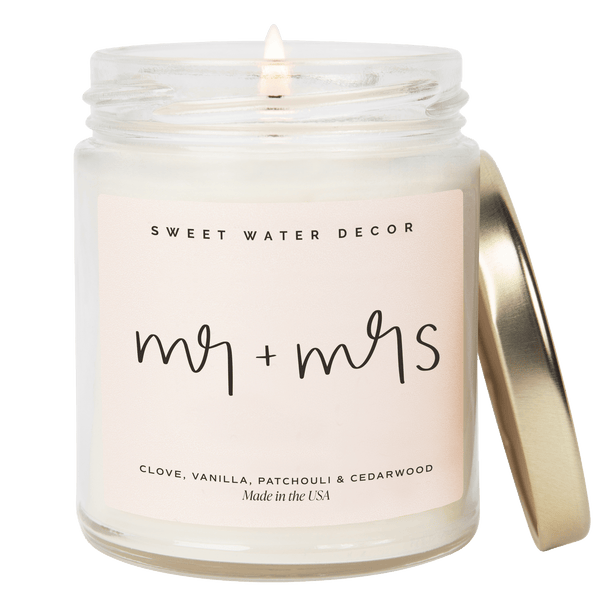 Mr. & Mrs. Quote Candle - Clear Jar - 9 oz (Palo Santo Patchouli)