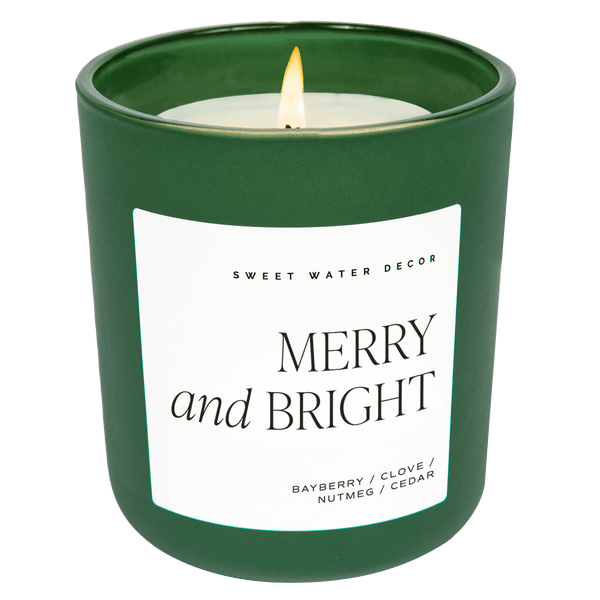 Merry and Bright Soy Candle - Green Matte Jar - 15 oz