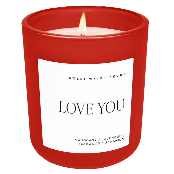 Love You Soy Candle - Red Matte Jar - 15 oz