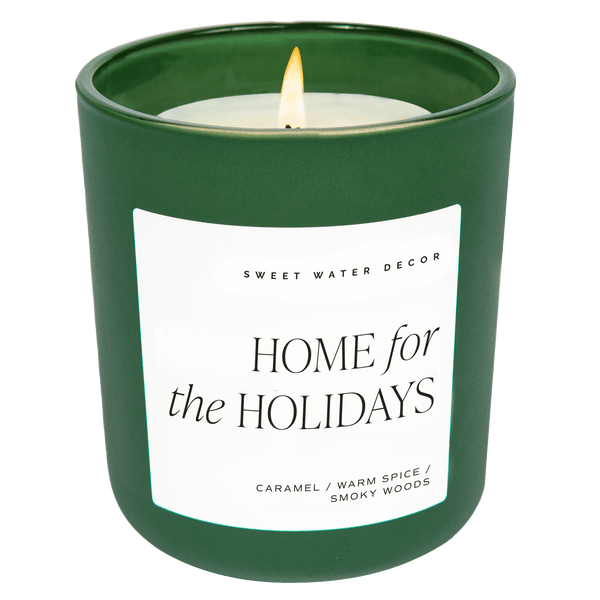 Home for the Holidays Soy Candle - Green Matte Jar - 15 oz (Flannel)