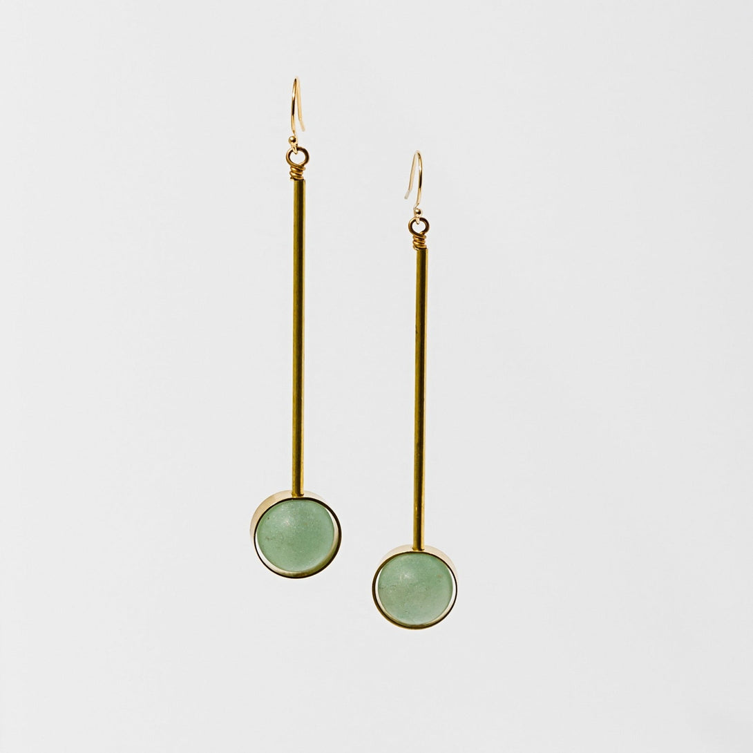 Aberrant Green Aventurine Earrings with Hypoallergenic Gold-Plated Setting