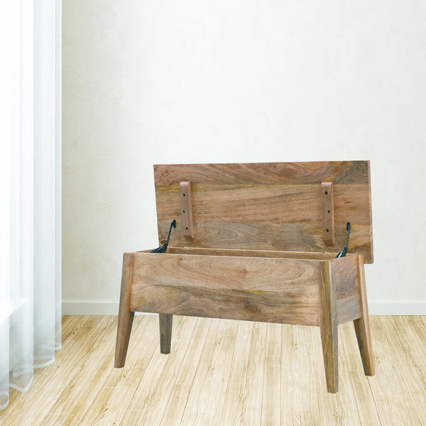 Solid Wood Lid Up Storage Bench