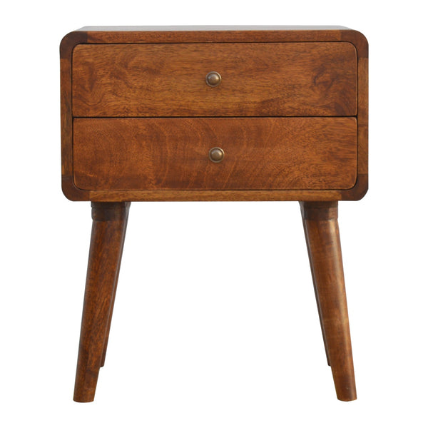 Curved Chestnut nightstand