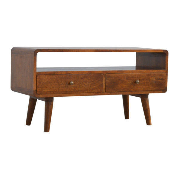 Curved Chestnut Media Unit