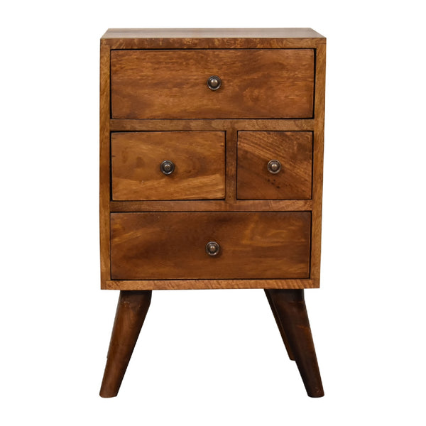 4 Drawer Multi Chestnut nightstand