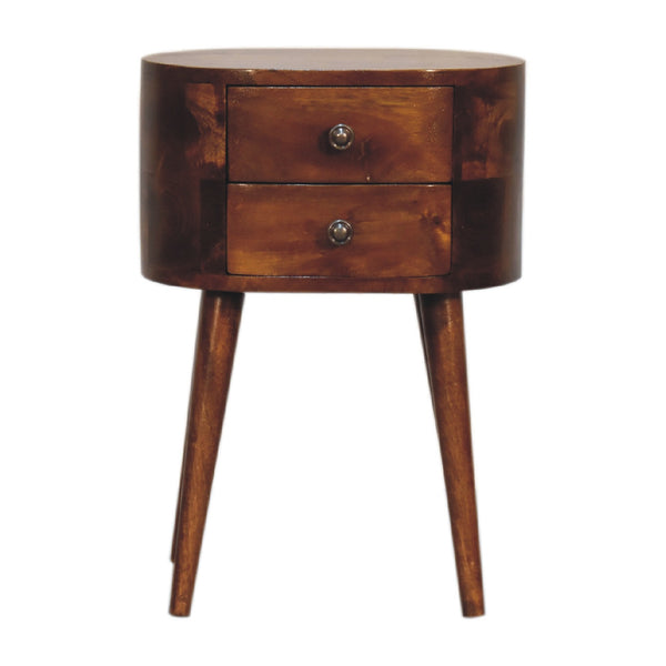 Mini Chestnut Rounded nightstand Table