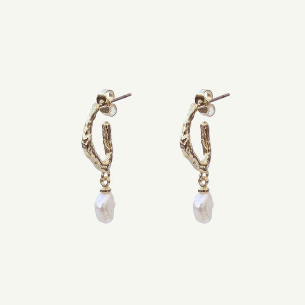 Asha Pearl Hoop Earrings-EARRINGS-Rahya Jewelry Design-Pure Quartz-1