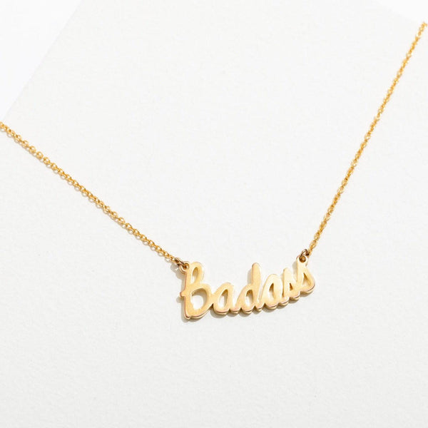 Badass Script Necklace-Necklaces-Larissa Loden-Pure Quartz-1