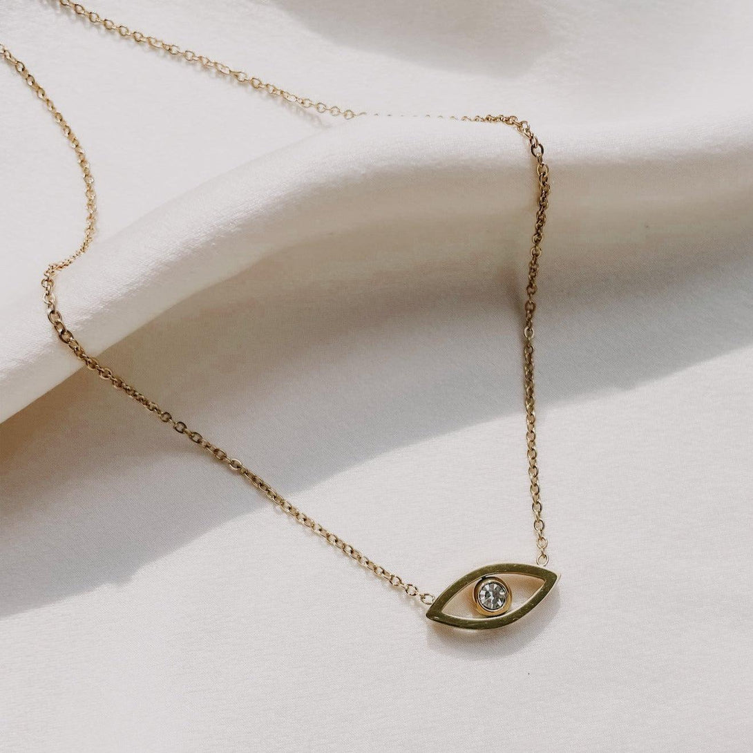 Dainty Eye Necklace-Necklace-HEYMAEVE-Pure Quartz-1