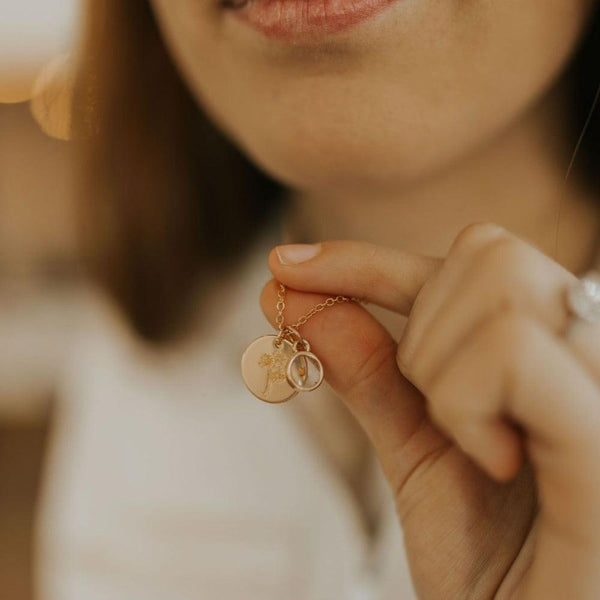 Daisy Necklace with Mustard Seed-Necklaces-Mauve Jewelry Co.-Pure Quartz-1