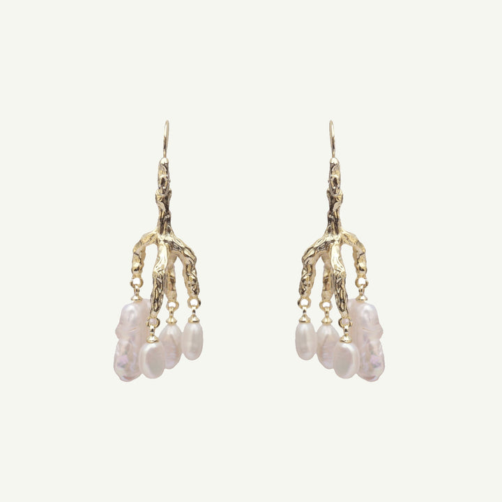 Delia Pearl Earrings-EARRINGS-Rahya Jewelry Design-Pure Quartz-1