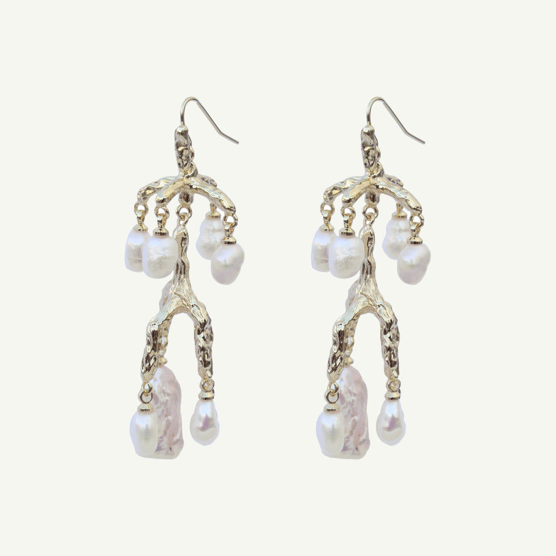 Delia Pearl Earrings Medium-EARRINGS-Rahya Jewelry Design-Pure Quartz-1