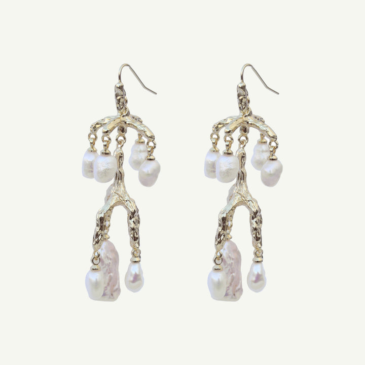 Delia Pearl Earrings Medium-EARRINGS-Rahya Jewelry Design-Pure Quartz-1