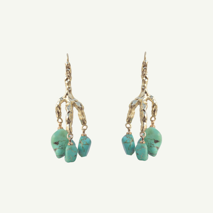 Delia Turquoise Earrings-EARRINGS-Rahya Jewelry Design-Pure Quartz-1