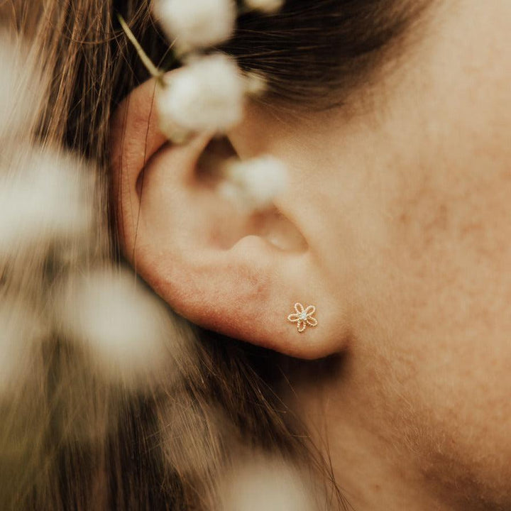 Flower Mini Studs-Earrings-Mauve Jewelry Co.-Pure Quartz-1