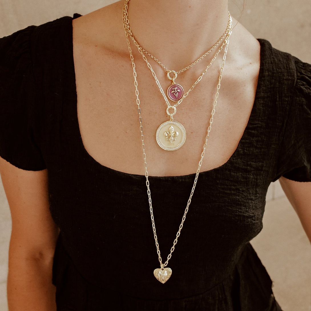 Iris Short Claiborne Necklace with St. Charles Pendant-NECKLACES-Rahya Jewelry Design-Pure Quartz-1