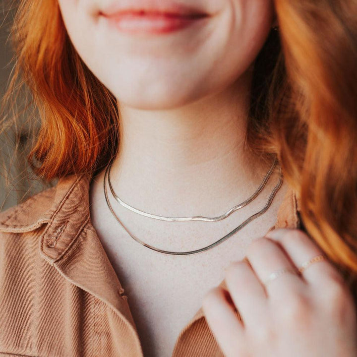 Jade Herringbone Necklace-Necklaces-Mauve Jewelry Co.-Pure Quartz-8