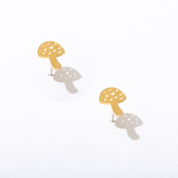 Little Mushroom Stud Earrings-Earrings-Larissa Loden-Pure Quartz-1