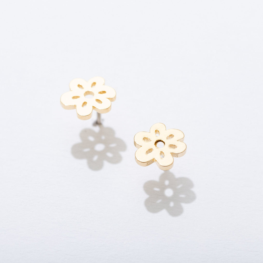 Little Polkadot Flower Stud Earrings-Earrings-Larissa Loden-Pure Quartz-1