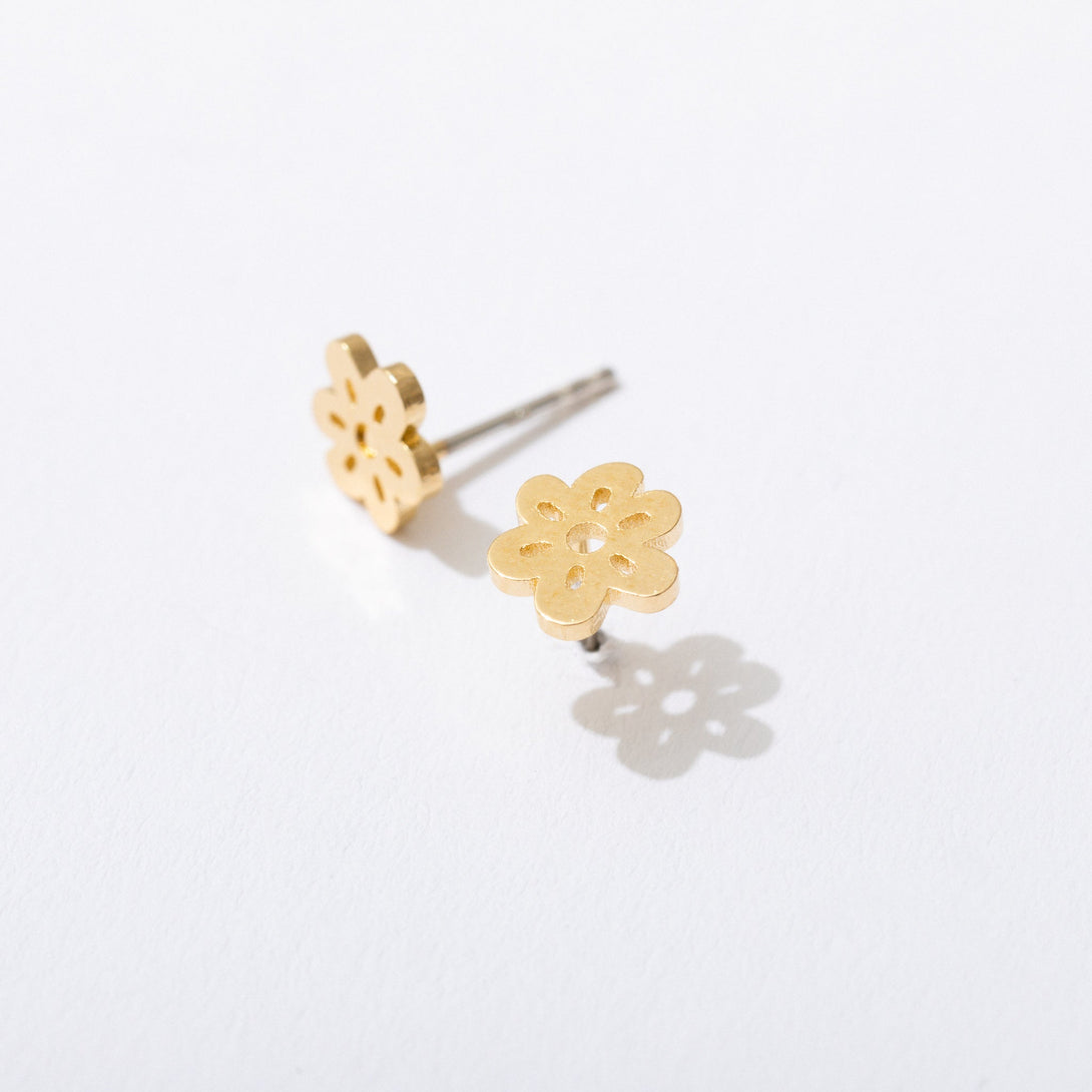 Little Polkadot Flower Stud Earrings-Earrings-Larissa Loden-Pure Quartz-3