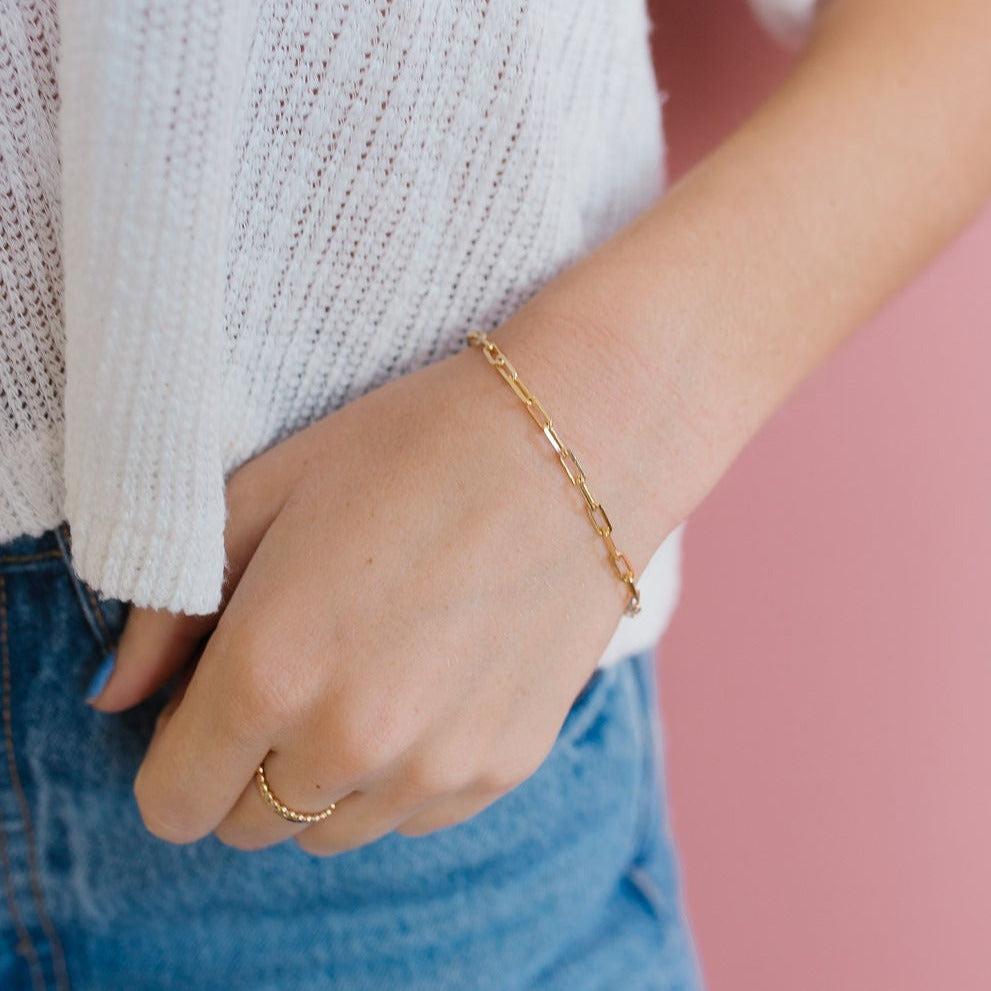 Madeline Gold Filled Paperclip Bracelet-Bracelets-Mauve Jewelry Co.-Pure Quartz-6