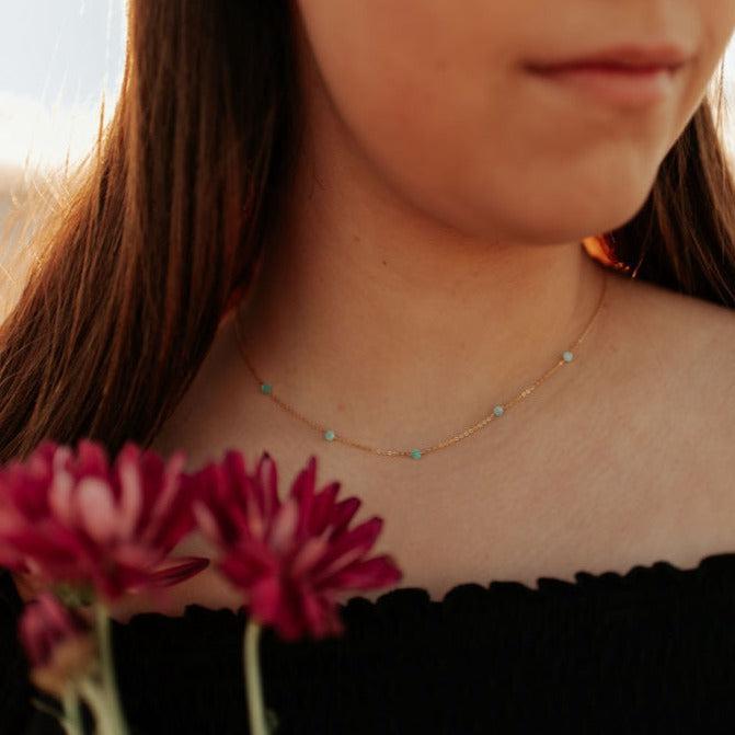 Malibu Necklace in Turquoise-Necklaces-Mauve Jewelry Co.-Pure Quartz-2