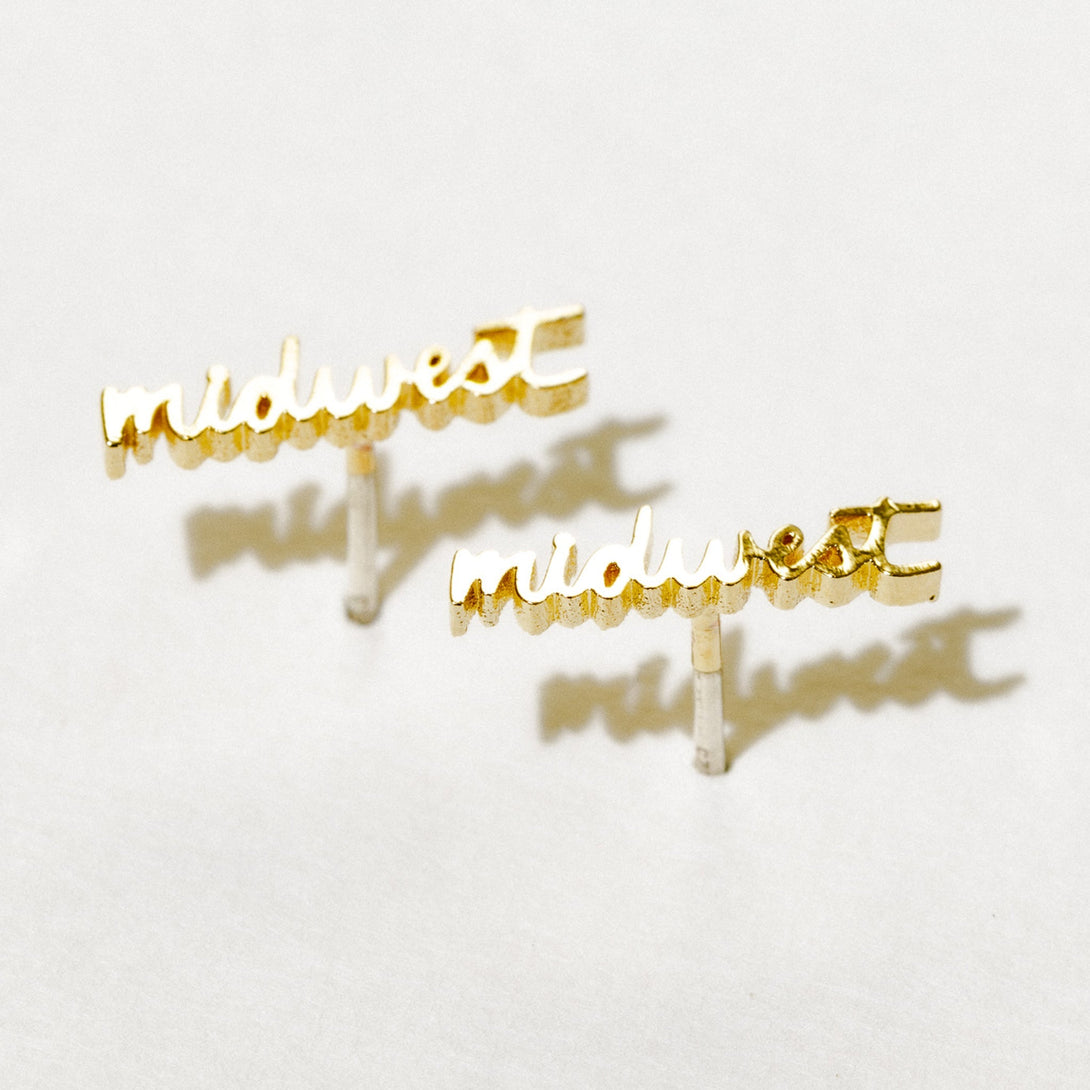 Midwest Script Studs-Earrings-Larissa Loden-Pure Quartz-1