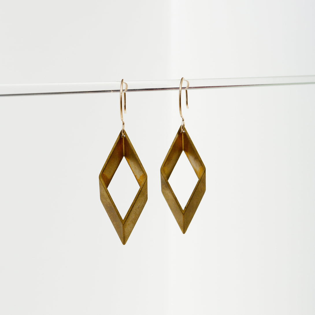 Open Brass Diamond Earrings-Earrings-Larissa Loden-Pure Quartz-1