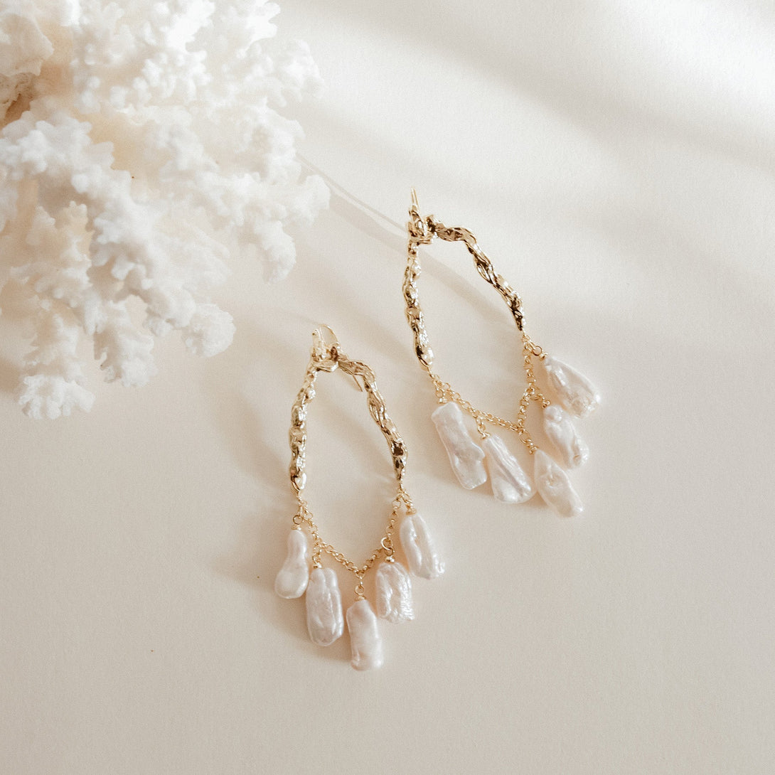 Selene Pearl Earrings Large-EARRINGS-Rahya Jewelry Design-Pure Quartz-3