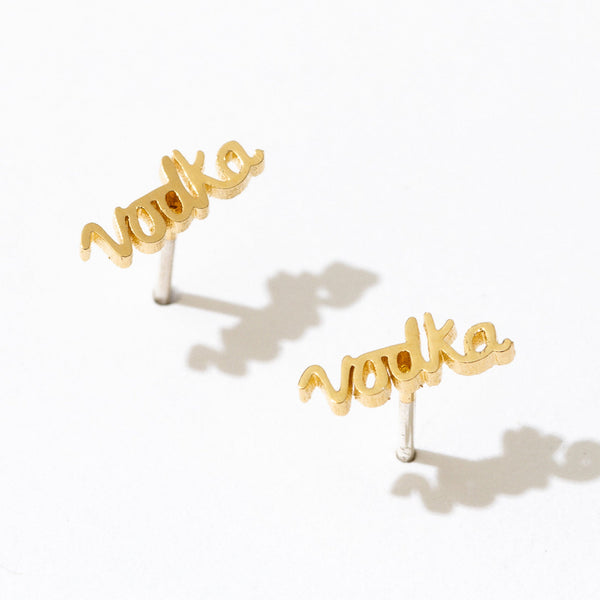 Vodka Script Studs-Earrings-Larissa Loden-Pure Quartz-1